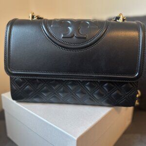 Tory Burch Fleming Convertible Shoulder Bag – Black Leather